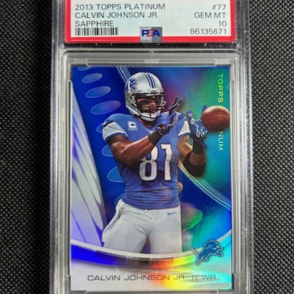 2013 Topps Platinum Sapphire #77 Calvin Johnson Jr HOF PSA 10 Gem Mint Pop 2